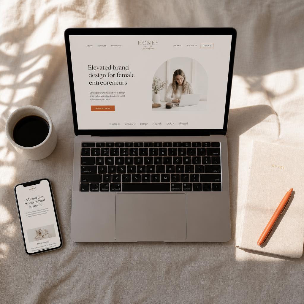 Modern designer workspace flat lay